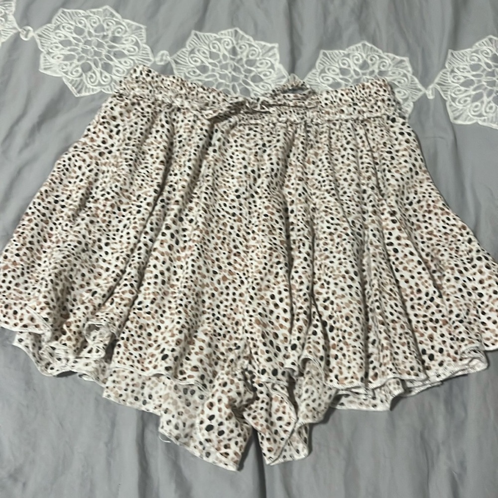 Japna black, pink, tan spotted white skort